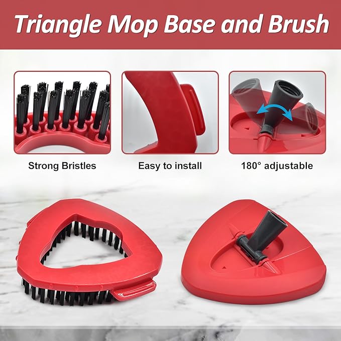 Mop Heads Replacements,Scrubber Head,Base and Pedal Bearing Replacement Combo Set for O-Cedar EasyWring 1-Tank System,Microfiber Mop Replace Head and Scrub Brush for Multi Surface Floor