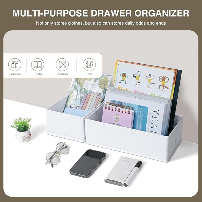 DIMJ Drawer Organizer Clothes, 24 Pack Dresser Organizer, Foldable Closet Organizers and Storage, Fabric Dresser Drawer Organizers