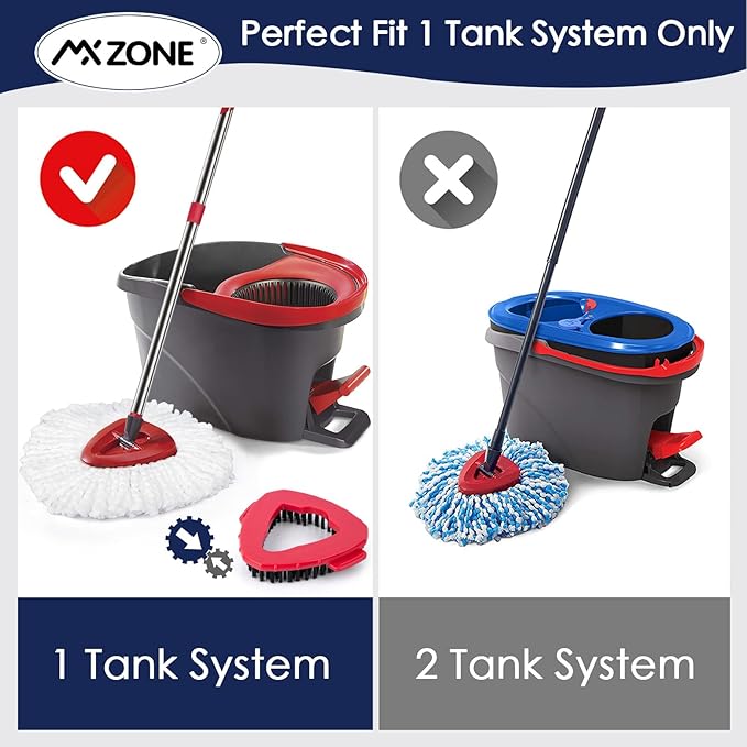 Spin Mop Head Replacement Handle Compatible with O Cedar EasyWring 1-Tank System, 4 Mop Replace Heads, 1 Mop Handle, 1 Base and 1 Scrub Brush Combo Set