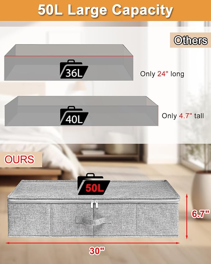 Under Bed Storage, 3 Pack Underbed Storage Container Bags With Lid