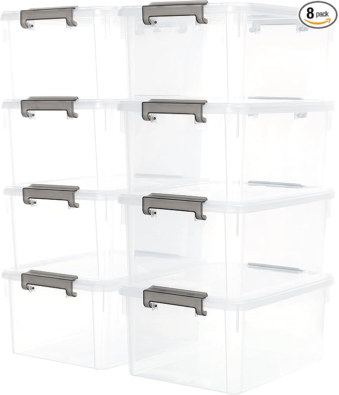 Citylife 17 QT Plastic Storage Bins with Latching Lids Stackable Storage Containers for Organizing Large Clear Storage Box for Garage, Closet, Kitchen
