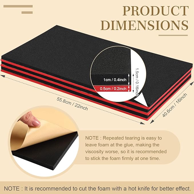 Sumind 3 Sets Tool Box Shadow Foam Organizers Liner Adjustable Inserts Foam Non Slip Liner Mat for Tool Box, Cabinet and Chest Drawers
