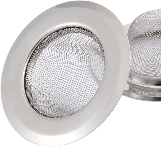 Mtsooning 2PCS Kitchen Sink Strainer, 3.5" Diameter Stainless Steel Drain Cover Stopper, Anti Clogging Garbage Disposal Catcher