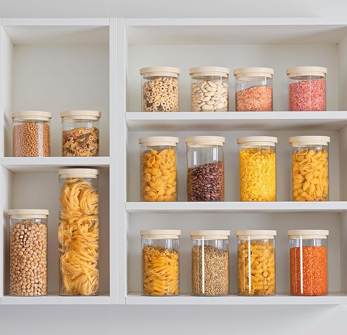 Urban Green Glass Food Storage Jar with Glass Lid, Food Canister Set with Airtight Lids