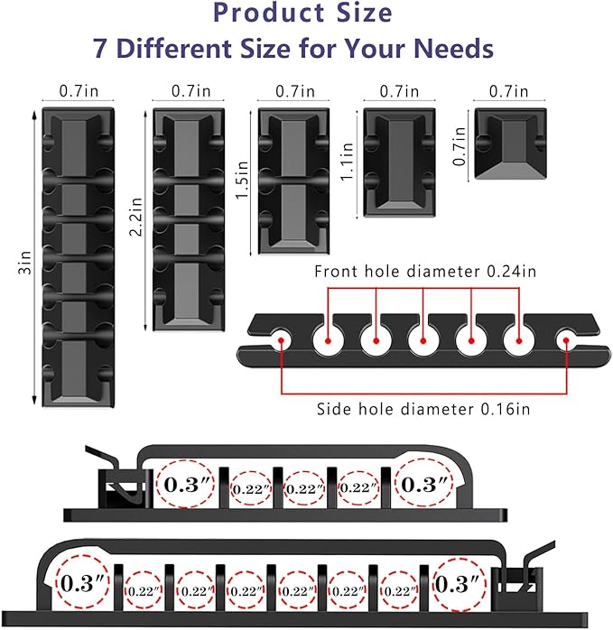 ELII 327 PCS Cable Management Kit 4 Cable Cable Sleeves,65 Cable Clips with 13Cord Holders,25 Roll Cable Organizer Straps,200 Fastening Cable Ties,20 Cable Zip Tie Mounts for Computer (Black)