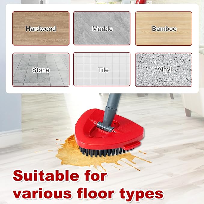 DLAIMI Mop Handle Replacement for Ocedar, 4 Section 30" to 58" Extendable Length Mop Stick for Ocedar Spin Mops Refills and Brooms Floor Cleaning, Include Base and Scrub Brush
