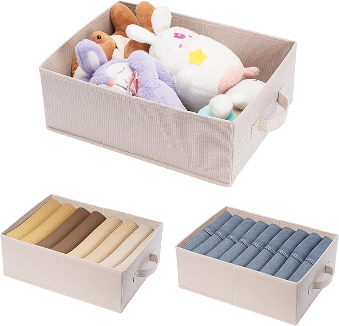 Clothings Collapsible Storage Bins, Flaxen, 15.4x11.4x5.5inch