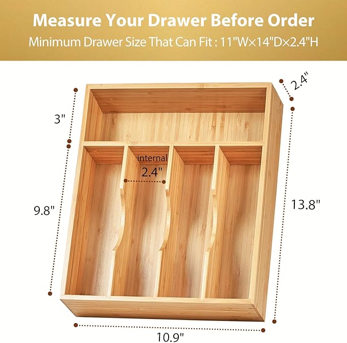 Bamboo Kitchen Drawer Organizer