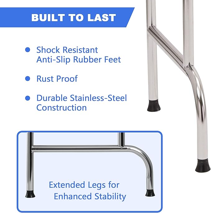 2 Tier Over The Sink Dish Drying Rack, Large Kitchen Counter Utensil Drainer w/ Non-Slip Rubber Feet, Stainless Steel Kitchen Countertop Shelf Organizer Stores Utensils, Cutting Board, Plates, Pots