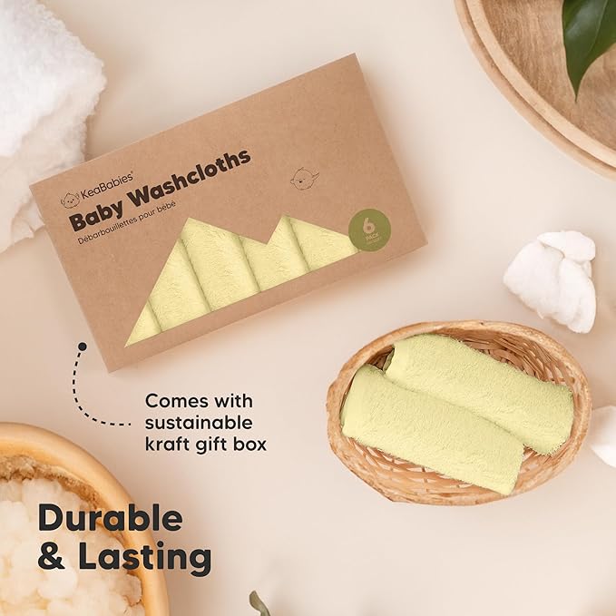 6-Pack Baby Washcloths – Soft Absorbent Viscose from Bamboo Washcloths for Face, Body, Baby Towels for Newborn, Kids, Toddlers, Infant, Gentle on Sensitive Skin, 10x10 Reusable Face Towels (Carrot)