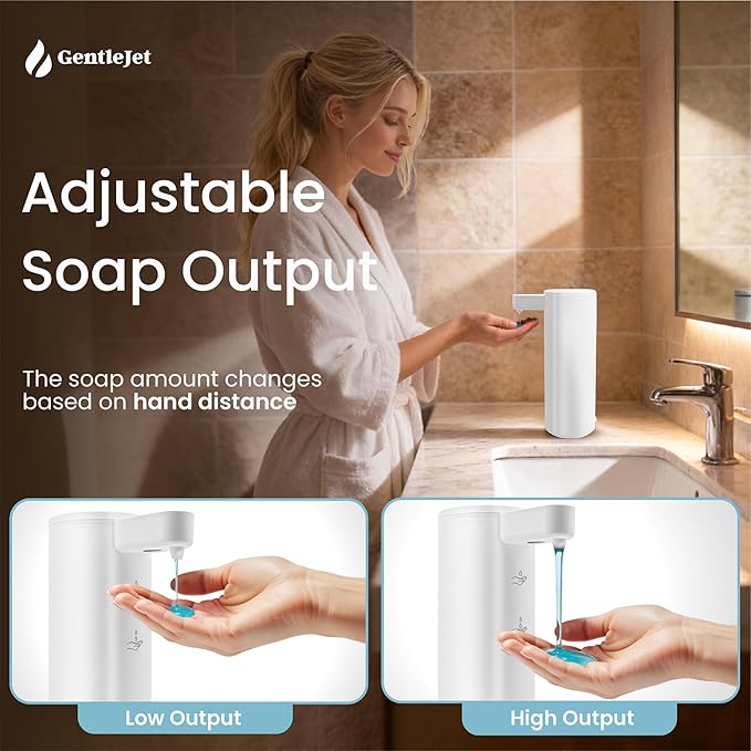 GentleJet OpalDrop Automatic Liquid Soap Dispenser for Kitchen Sink – Touchless No-Drip Pump, USB-C Rechargeable, 304 Stainless Steel, IPX5 Water-Resistant, 270 ml