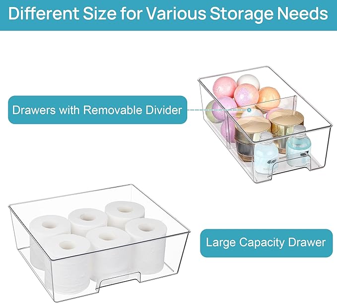 Clear Stackable Storage Drawers Set of 6