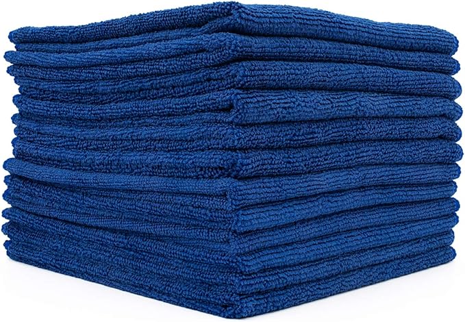 The Rag Company - All-Purpose Microfiber Terry Cleaning Towels - Commercial Grade, Highly Absorbent, Lint-Free, Streak-Free, Kitchens, Bathrooms, Offices, 300gsm, 12in x 12in, Royal Blue (12-Pack)