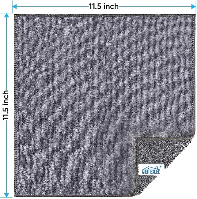 HOMEXCEL Grey Microfiber Cleaning Cloth, 12 Pack Premium Microfiber Towels for Cars, Lint Free, Scratch-Free, Highly Absorbent, Reusable Cleaning Rags for Car, Household, Kitchen, Window, 11.5"X11.5"