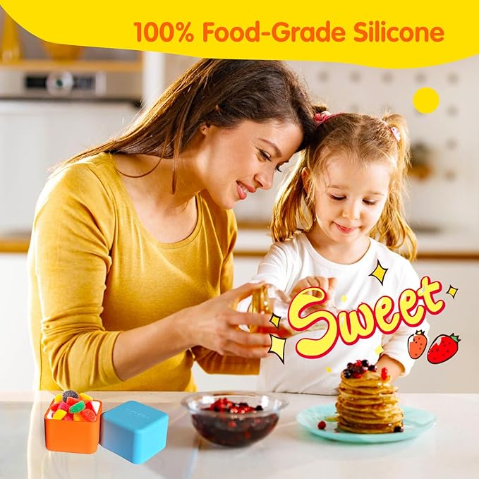 IELEK Silicone Lunch Box Dividers Square Bento Box Kit Accessories Meal Prep Containers
