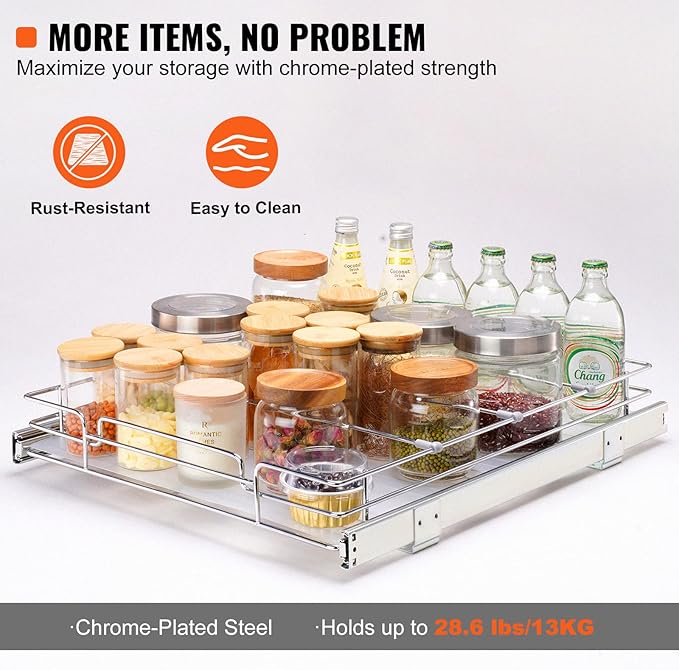 21.5" Wx21 Dx3.5 H Pull Out Cabinet Organizer