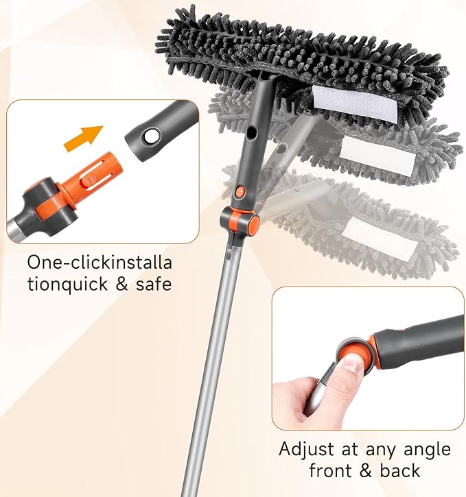 Chabatree Window Squeegee Cleaner Set 2-in-1 Window Cleaning Tool with Extendable Pole