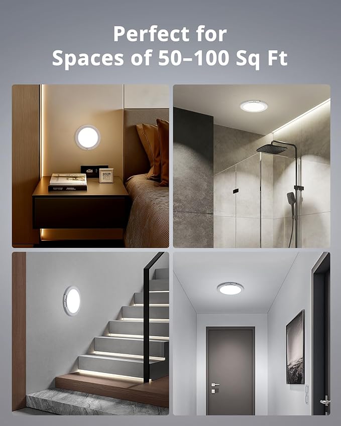 Bojim Wireless Ceiling Light Fixture Rechargeable Battery Operated Waterproof Lights for Shower Indoor, Motion Sensor Adhesive Magnetic Mount Overhead with Remote for Closet Bathroom Pantry