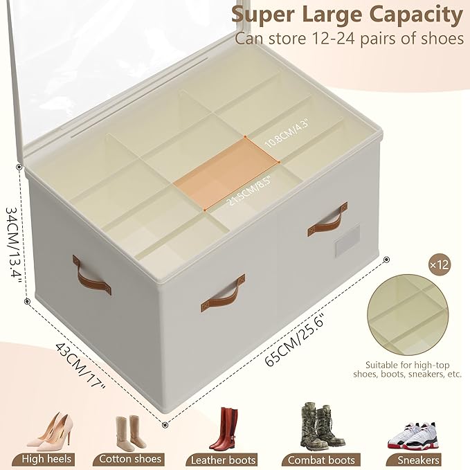 Shoe Organizer for Closet, Fit 12-24 Pairs