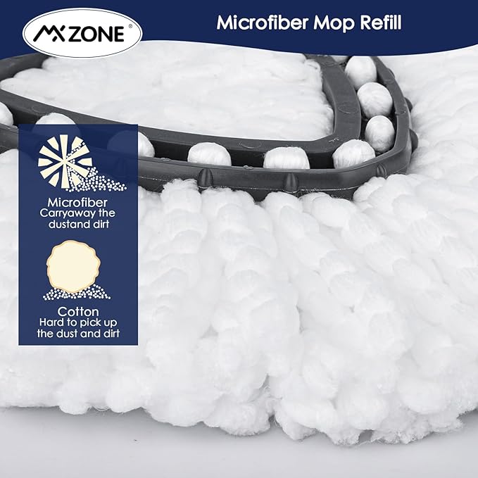 Spin Mop Head Replacement Handle Compatible with O Cedar EasyWring 1-Tank System, 4 Mop Replace Heads, 1 Mop Handle, 1 Base and 1 Scrub Brush Combo Set