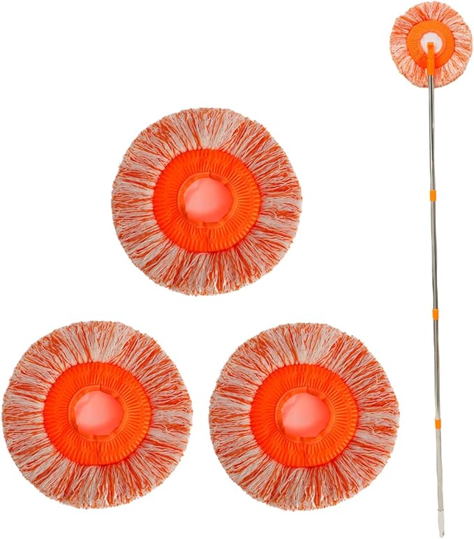 360° Rotatable Adjustable Cleaning Mop with 4 Mop Head, Extendable Wall Cleaning Mop, Spin Mop for Floor Cleaning, Wall Cleaning Bathroom Cleaning Household Supplies,Spin Mop for Floor Wall Bathroom