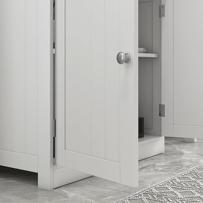 HOMCOM Under Sink Bathroom Cabinet, Pedestal Sink Storage Cabinet with 2 Doors, Shelf and U-Shape, White
