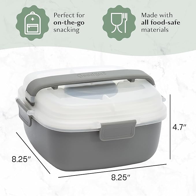 Goodful Stackable Lunch Box Container, Bento Style Food Storage with Removeable Compartments for Sandwich, Snacks, Toppings & Dressing