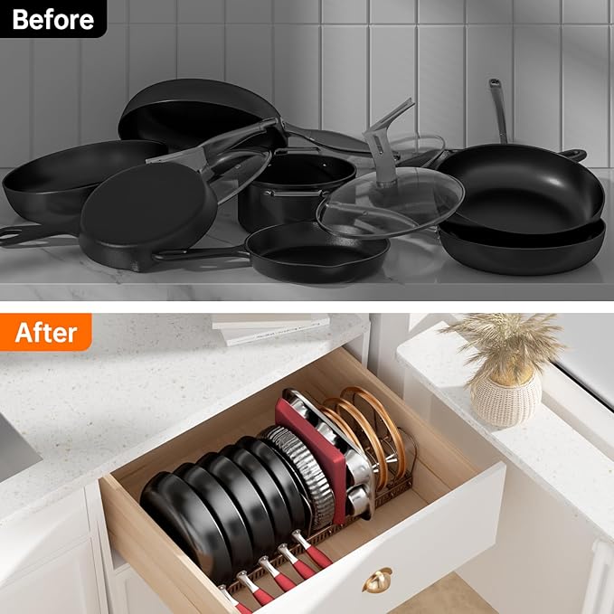 Pots and Pans Organizer under Cabinet, Cutting Board Organizer