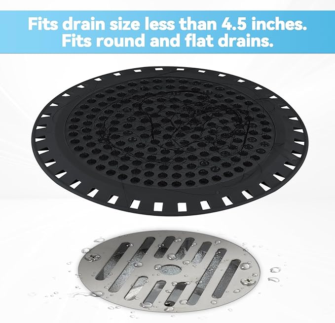 Shower Drain Hair Catcher,Aluvor Shower Drain Cover Bathtub Drain Strainers Weighted Metal Hair Trap Stopper Sink Drain Protector Filter Bathroom Flat