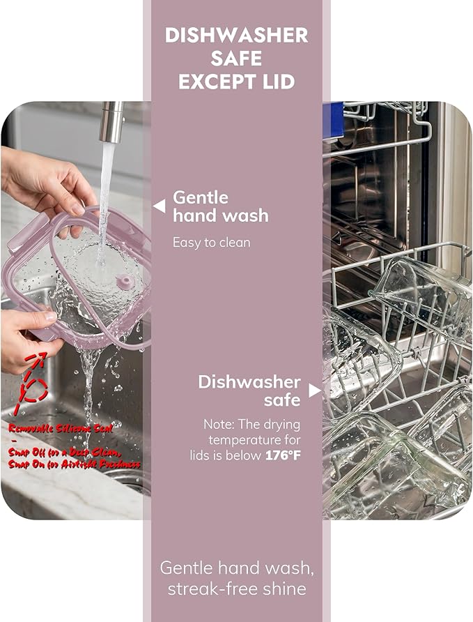 10-Pack Glass Food Storage Containers with Tempered Lids – Borosilicate, Airtight, Oven-Safe (-4°F~950°F), BPA-Free, 4.4 & 1.6 Cup, Leak-Proof