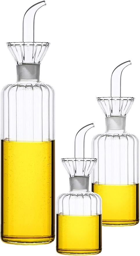HAIZEEN 5 oz Glass Oil Dispenser Bottle,No Funnel Needed Cruet Decanter