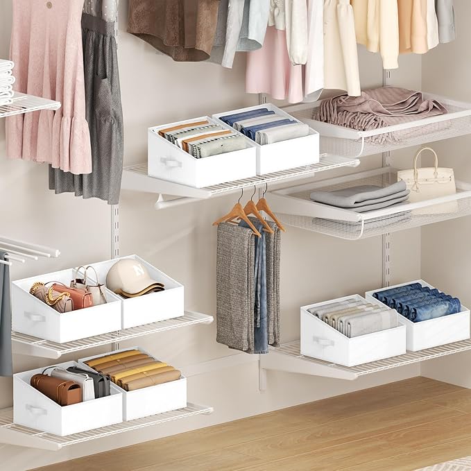 Closet Storage Bins 6 Pack, Fabric Trapezoid Organizer Bin