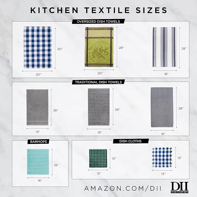 DII Cleaning Collection Multi-Purpose Microfiber, Gray Damask, Dishtowel Set