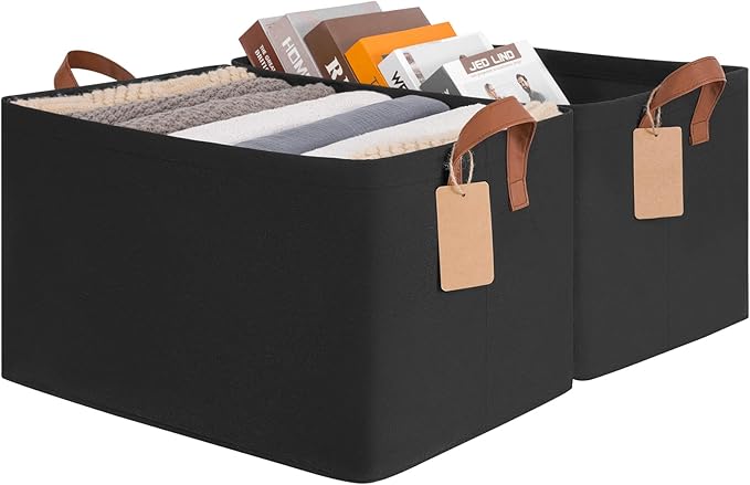 Storage Baskets for Shelves, Extra Large Closet Storage Bins with Metal Frame