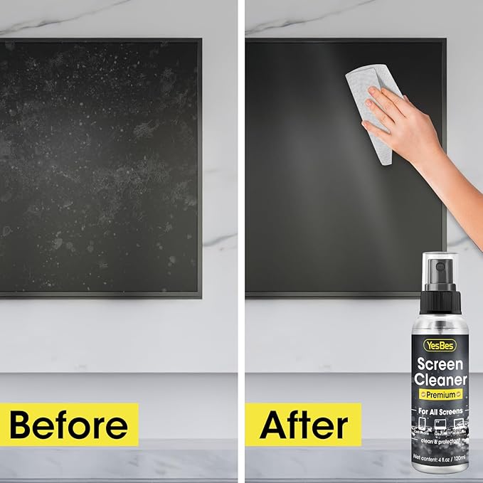 Screen Cleaner Spray 16oz (4oz x 4 Pack) - TV Screen Cleaner Spray and 2 Microfiber Cloths, Computer Screen Cleaner & Car Screen Cleaner for TV