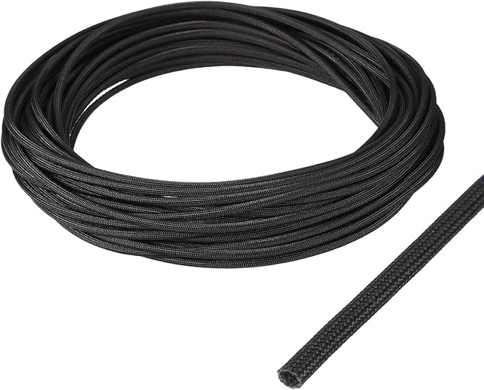 uxcell Insulation Cable Protector,2.5mm/0.10 Inch-15m/49 Feet High Temp Fiberglass Sleeve Black