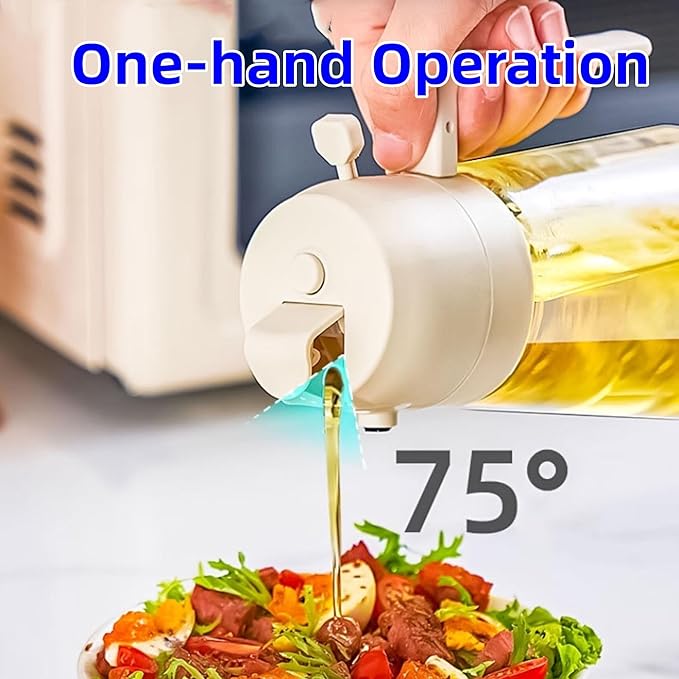 1PCS Oil Dispenser for Kitchen BLACK– 2 in 1 Oil Dispenser Sprayer, 16oz/470ml Glass Oil Bottle Spray and Pour, Kitchen Oil Mister for Air Fryer, Salad, Frying, BBQ Accessories