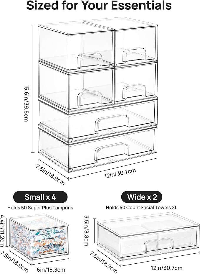Stackable Storage Drawers Set of 6