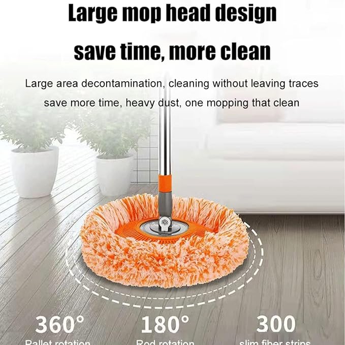 Generic 2024 New Intellect Mop, 360° Rotatable Adjustable Cleaning Mop, Extendable Wall Cleaning Mop,Long Handle Microfiber Spin Mop, Easy Cleaning Round Spin Mop for Wall, Ceiling, Window (64inch)