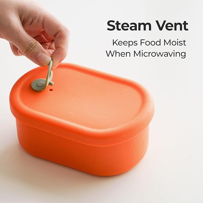 Premium Korean-Made Silicone Airtight Food Container with Steam Vent – BPA Free, Leakproof, Microwave & Freezer Safe Meal Prep. & Leftovers Storage (Green Apple, 17 floz)