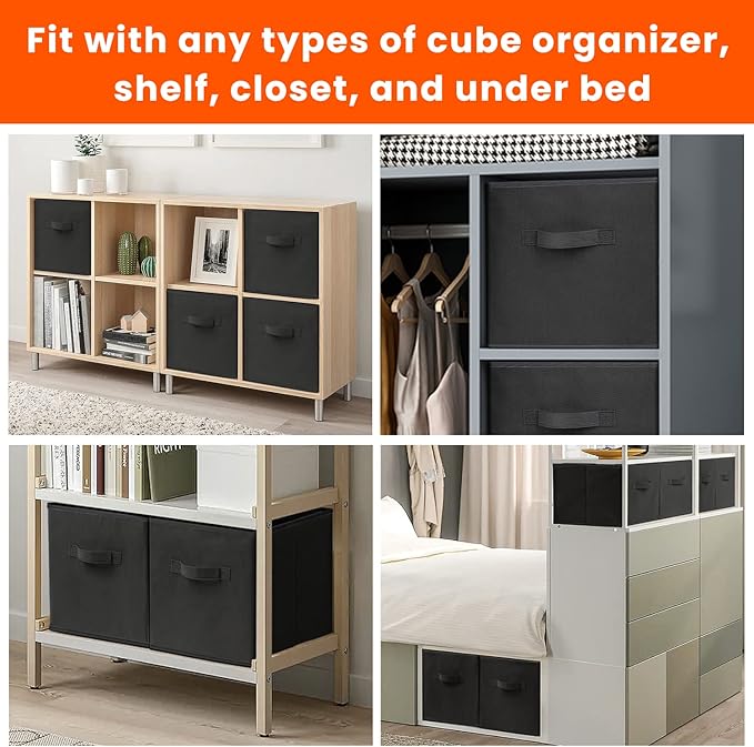 Criusia Large Storage Cubes - 13 Inch Heavy Duty Fabric Storage Bins for Shelves Closet, Cube Organizer