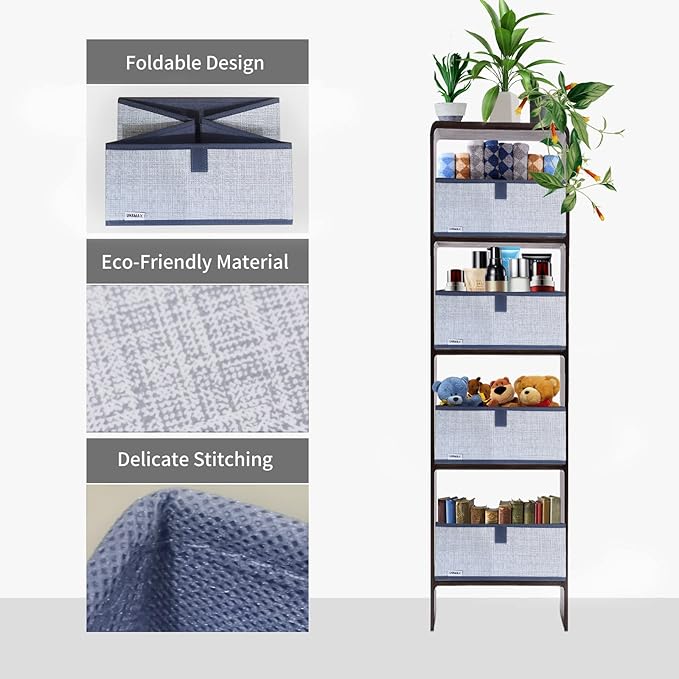 3 Packs Closet Storage Bins - Trapezoid Large Storage Box - Foldable Fabric Baskets for Organizing Clothes - Baby Toiletry, Toys, Towel, DVD, Book (1# Dark Grey, 11.6 x 11.6 x 7.9 inches)