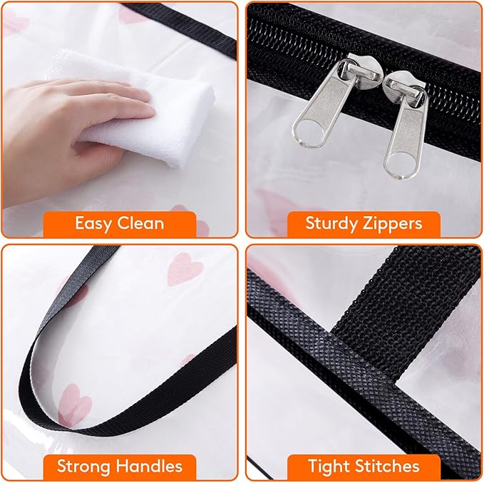 3 Pack Clear Clothes Storage Bags, 110L Plastic Blanket Storage Bag