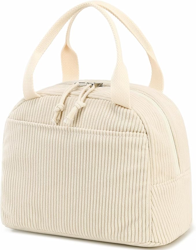 Bluboon Lunch Bag for Women Men Cute Corduroy Lunch Tote Bags Reusable Insulated Lunch Box Large Capacity Reusable Insulated Cooler for Work Picnic or Travel