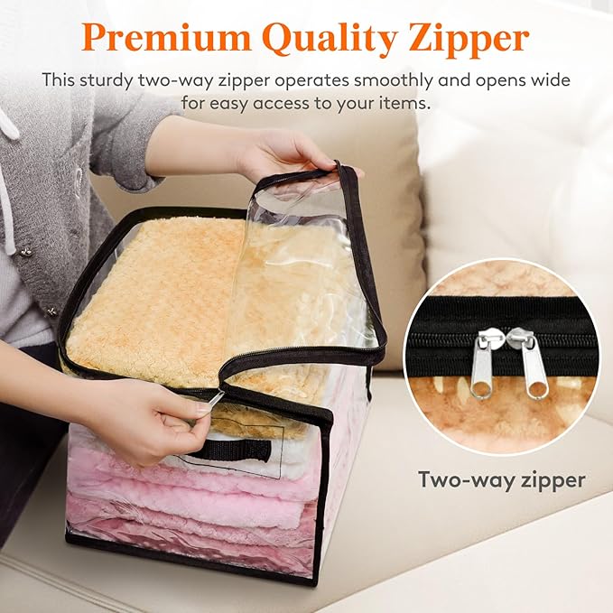 Lifewit 6 Pack Clear Clothes Storage Bags, Sweater Storage with Zipper, 18L Vinyl Foldable Moving Bags, Storage Container for Blankets Bed Sheet Sweater Yarns