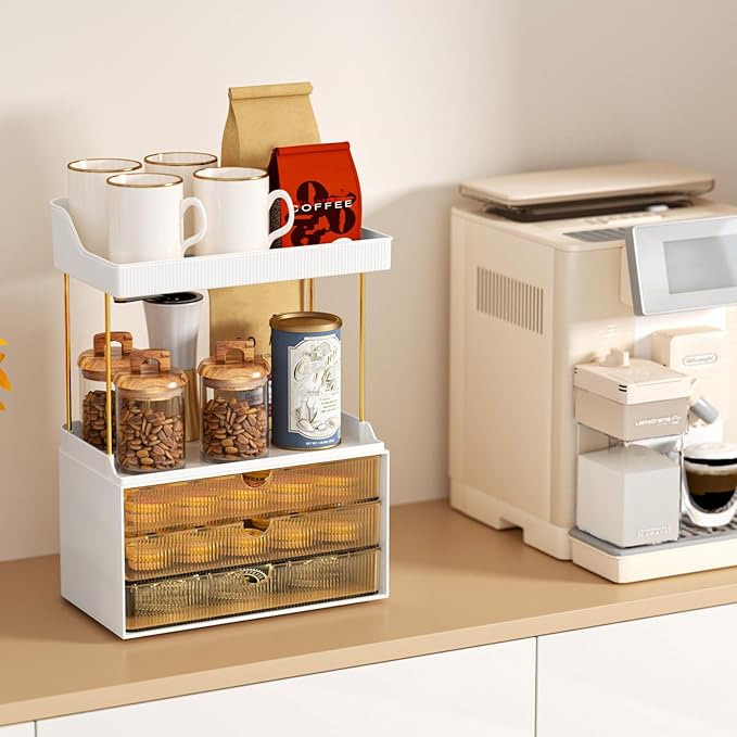3 Large Drawers Makeup Organizer, 5 Tier Bathroom Counter Organizers and Storage