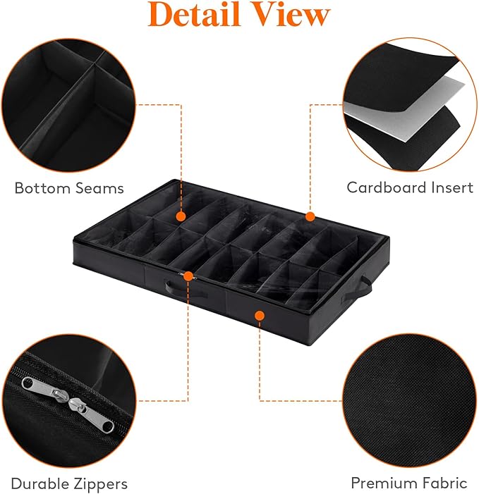 Under Bed Shoe Storage Organizer 4 Pack(16 Shoes Cells)