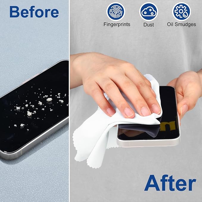 Frienda 12 Pack Large Microfiber Glass Cleaning Cloths 12 x 12 Inch Oversized Eyeglass Sunglasses Cleaning Cloths for Electronics Glasses Screens and Lenses(White)