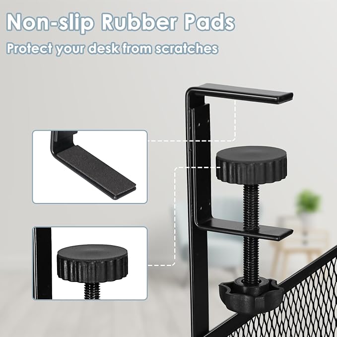 Cable Management, 25'' Cable Management Under Desk No Drill, Metal Cord Organizer with Clamp for Standing Desk, Cable Organizer for Home Office, Black
