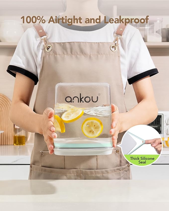 Ankou Food Storage Container Sets, 2.8 Qt + 4.2 Qt *2 Airtight Canisters with Lids and 130ml Scoop, BPA-Free Plastic Pantry Containers for Flour